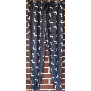 Jaclyn Intimates Dog with Christmas Hats Knit Pajama Jogger Pants Size Medium